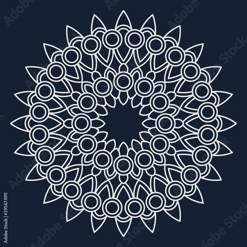 Decorative floral monochrome mandala ethnicity illustration design. - Vector.