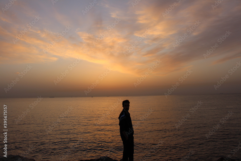 Sunrise view with bicycles.