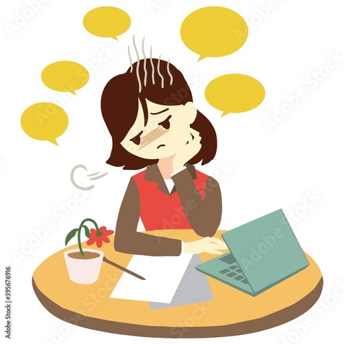 Woman and Workplace Depression Vector Graphic Illustration