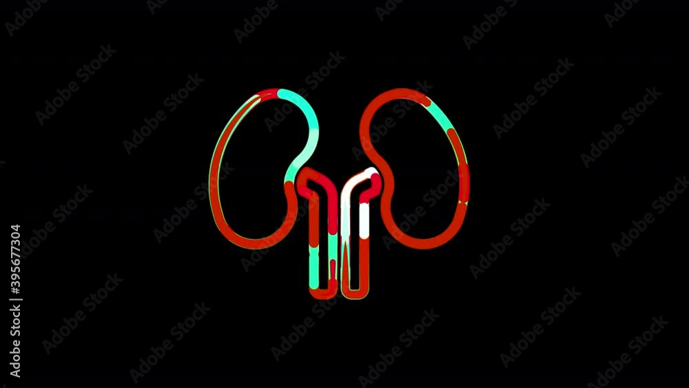 Circles gather in symbol kidneys. After it crumbles in a line and moves to the camera. Alpha channel black