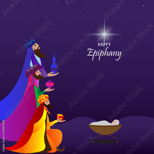 Vector illustration of Epiphany, a Christian festival. Jesus Christ soon after he was born.