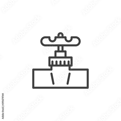 Pipe valve line icon. linear style sign for mobile concept and web design. Water tap outline vector icon. Symbol, logo illustration. Vector graphics