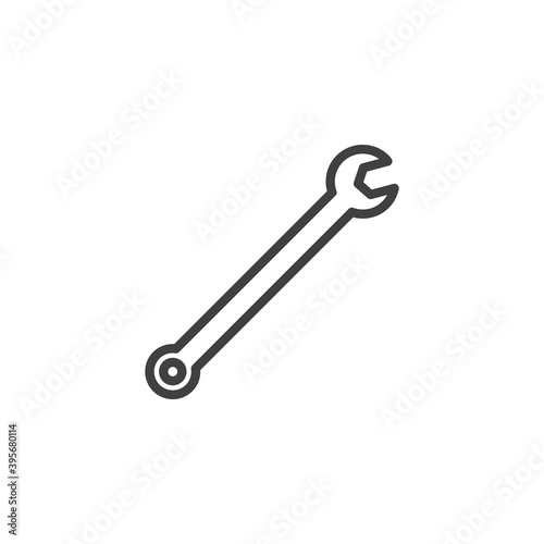 Wrench tool line icon. linear style sign for mobile concept and web design. Spanner outline vector icon. Symbol, logo illustration. Vector graphics