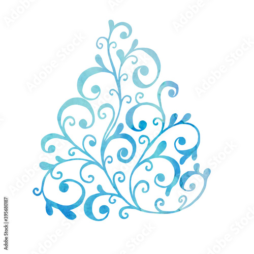 Blue Christmas tree isolated on white background