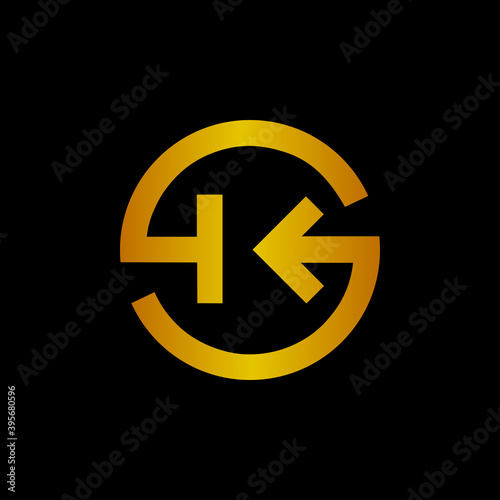 monogram logo initials S + K isolated on black background