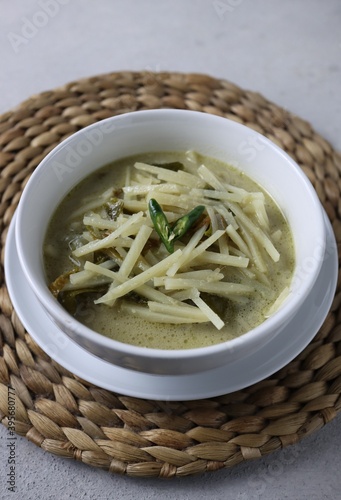 Sayur lodeh rebung is indonesian traditional meal made from young bamboo and coconut milk. photo