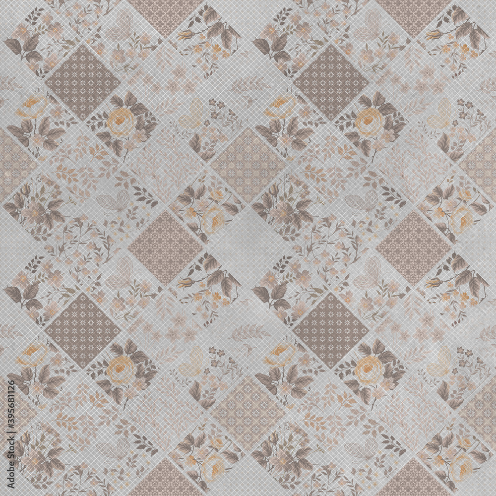 geometric seamless pattern background on beige cement background