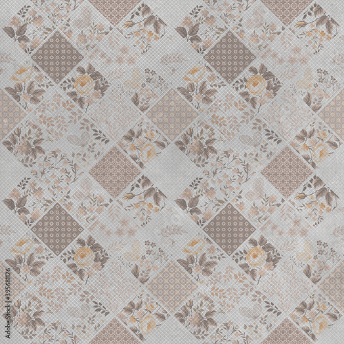 geometric seamless pattern background on beige cement background