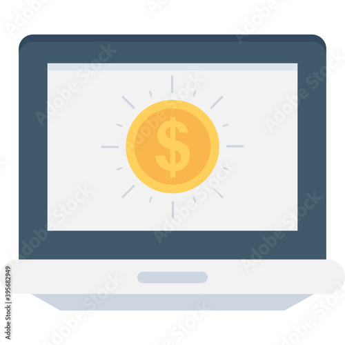 
Online Business Flat Vector Icon 
