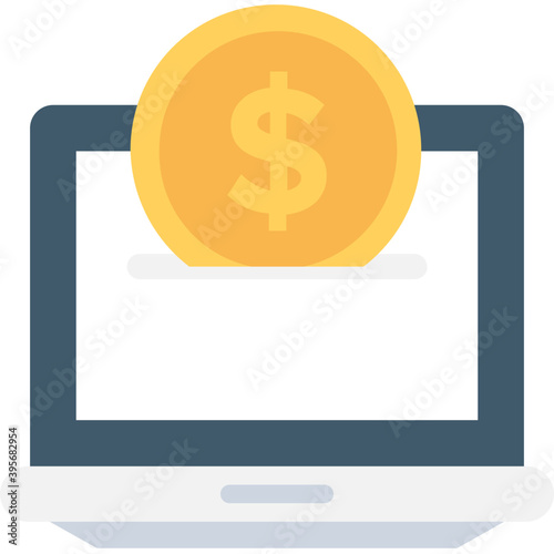 
Online Business Flat Vector Icon 
