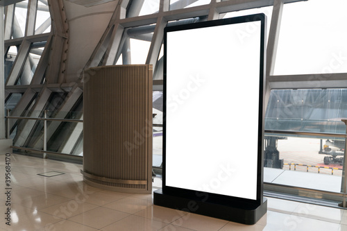 Obraz na plátně White screen blank mock up of street poster billboard on Airport.