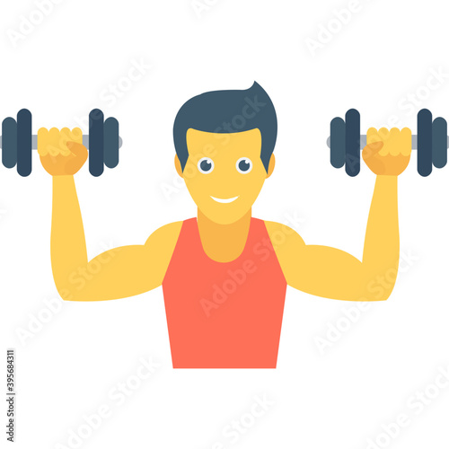 
Bodybuilder Flat Vector Icon 
