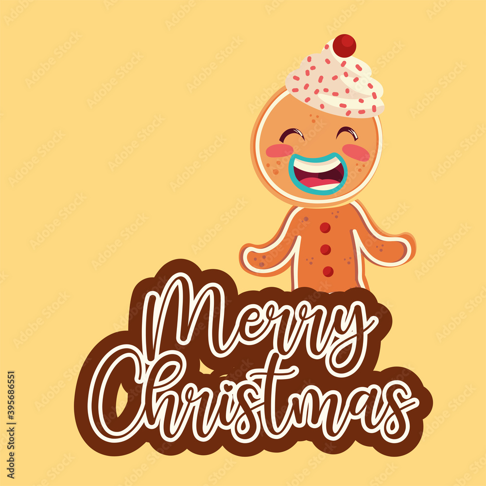 merry christmas gingerbread man with cream in head cartoon merry christmas gingerbread man with cream in head cartoon