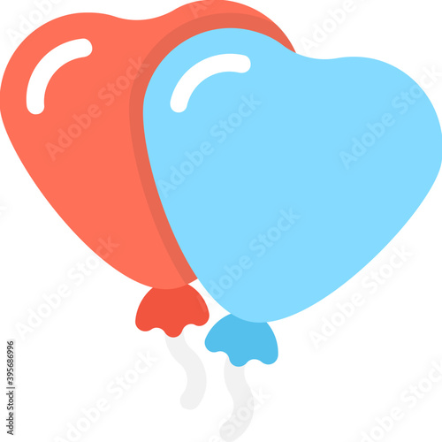 
Pair of heart balloons exclusive design for weddings and related events, flat icon
