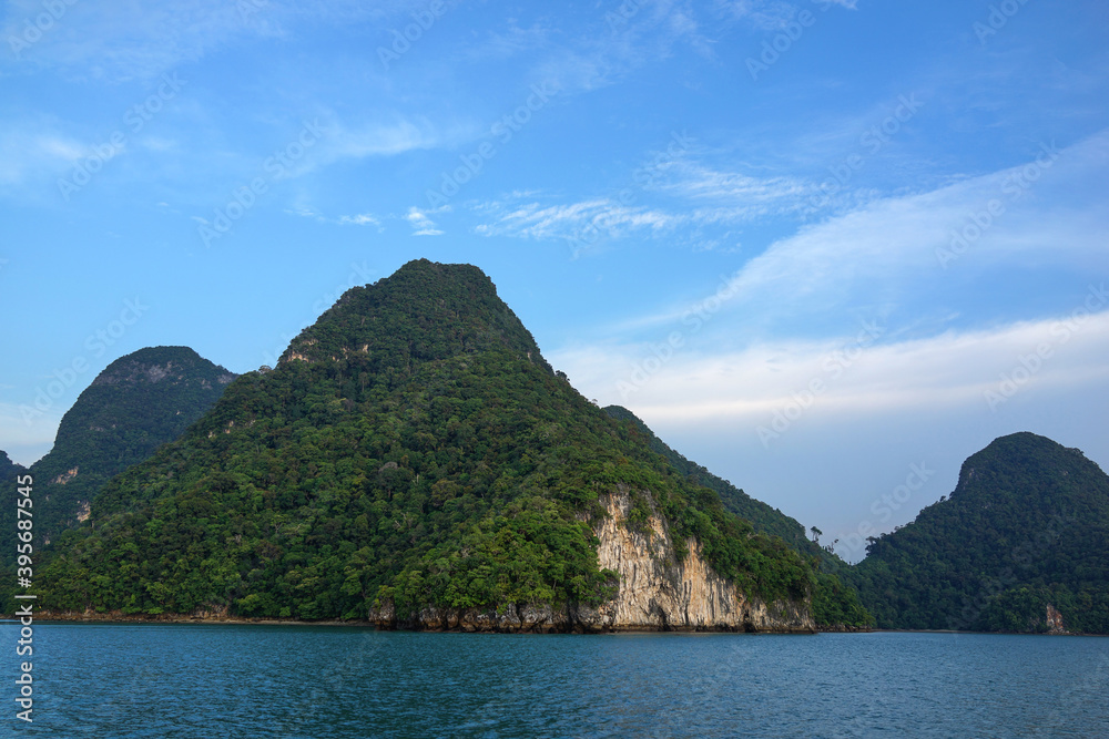 Langkawi islands surrounded by pristine waters and lush rainforest.