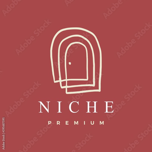 niche door french curve logo vector icon illustration