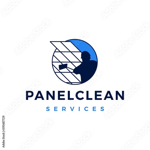 solar panel cleaning service logo vector icon illustration