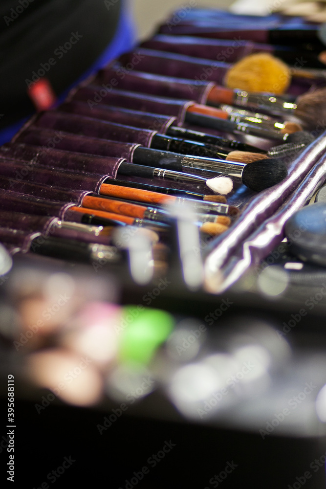 Professional makeup brushes close up Professional makeup brushes close up