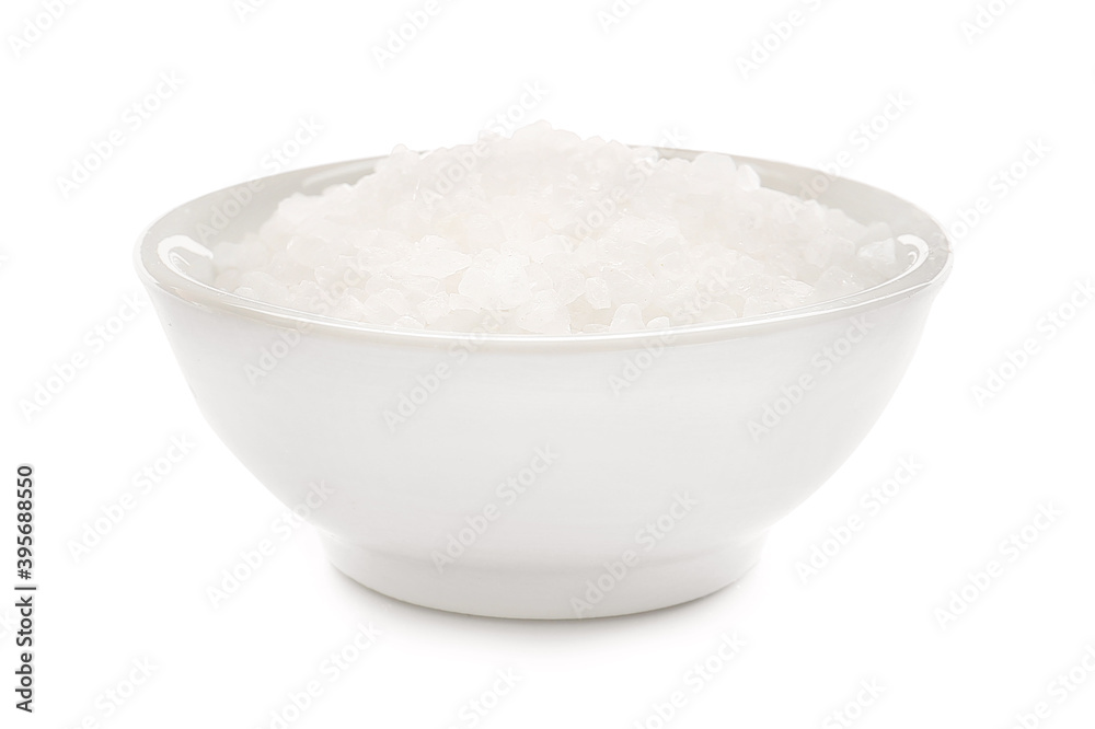Bowl with salt on white background Bowl with salt on white background
