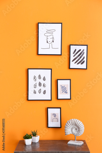 Table near wall with beauti...