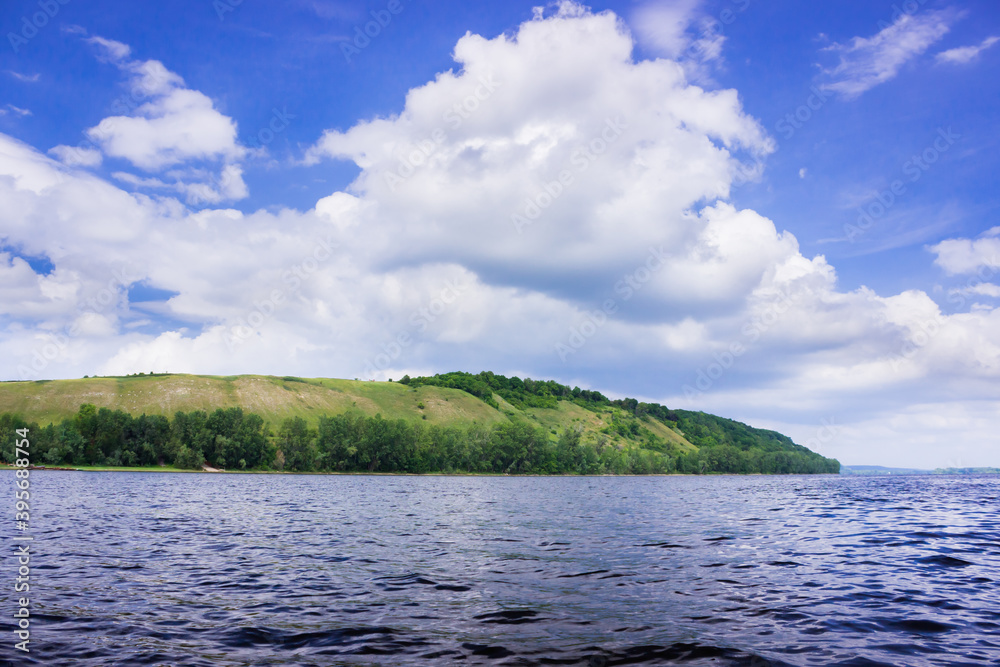 The river Volga at Vinnovka Mountains, Samara region, Russia.