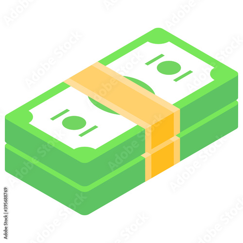 
Capital, banknotes icon in isometric design
