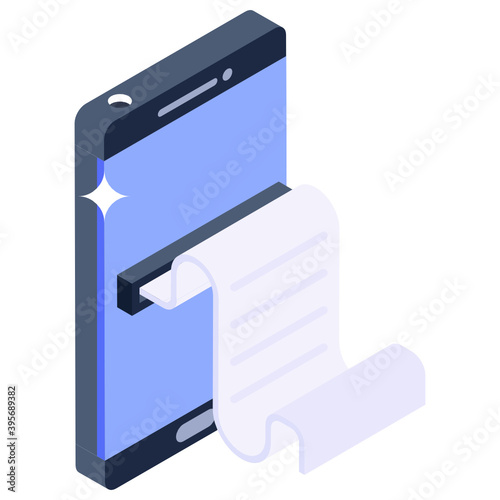 
E banking concept, isometric icon of e receipt vector design 
