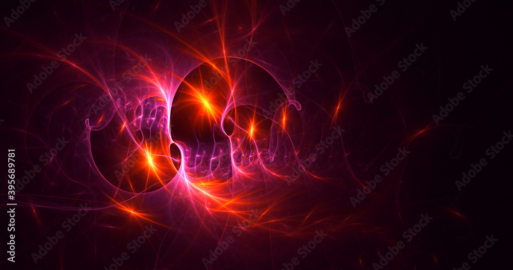 3D rendering abstract multicolor fractal light background