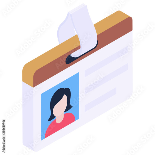 
Employee id card vector in modern isometric style, biodata card 
