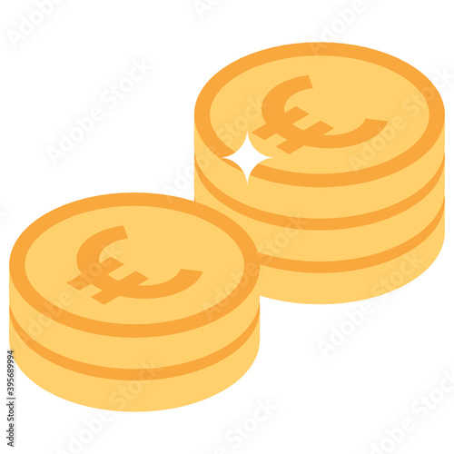 
Euro coins icon in editable isometric style 
