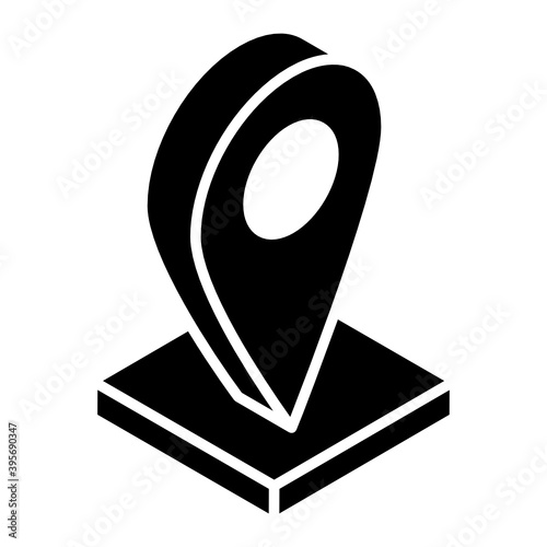  Place pointer, glyph isometric icon of map location 