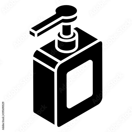 
Hand sanitizer dispenser icon in glyph isometric style 
