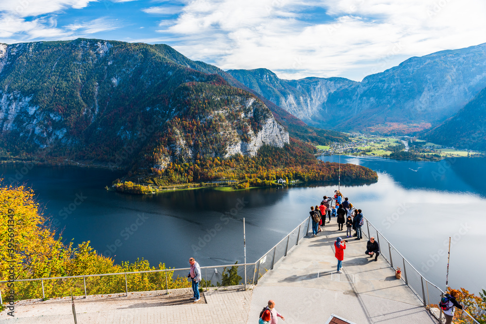Hallstatt Skywalk World Heritage View (Welterbeblick). Tourists