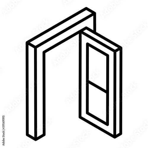 
Entry door icon, modern glyph isometric vector of open door 
