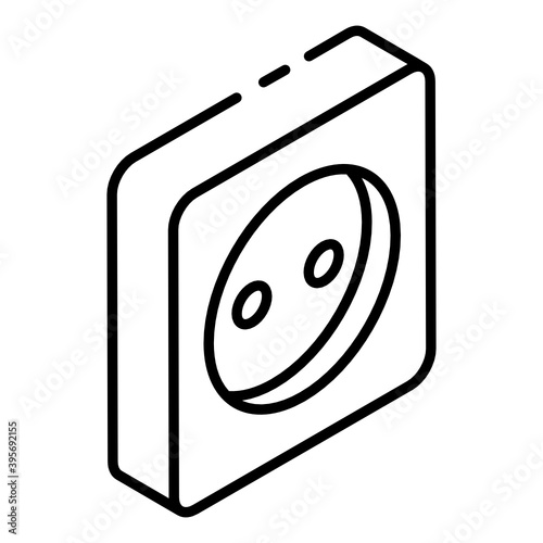 
Glyph isometric design of power socket, receptacle icon
