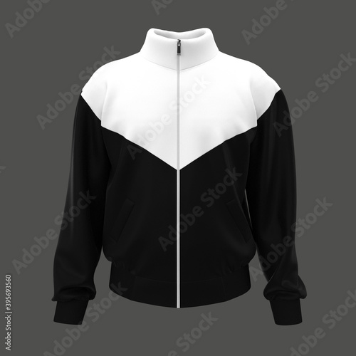 Blank windrunner jacket mockup front view, 3d illustration, 3d rendering photo