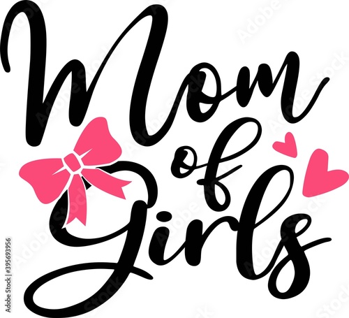 Mom of girls on the white background. Vector illustration