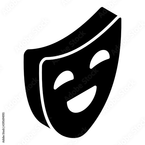 Carnival accessory, face mask in modem glyph isometric style  photo