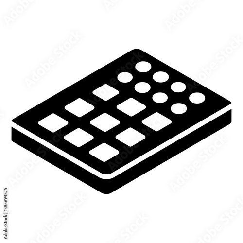 
Musical technology device, glyph isometric icon of novation pad 
