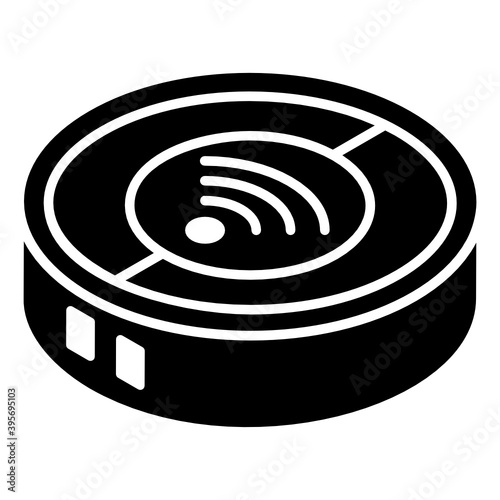 
Carpet or drapers cleaning electric device, glyph isometric of robot vacuum 
