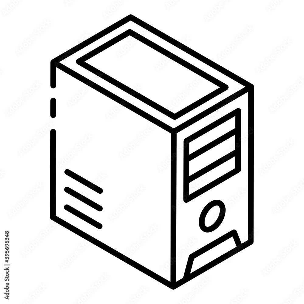 Desktop tower icon in glyph isometric design, central processing unit
Desktop tower icon in glyph isometric design, central processing unit