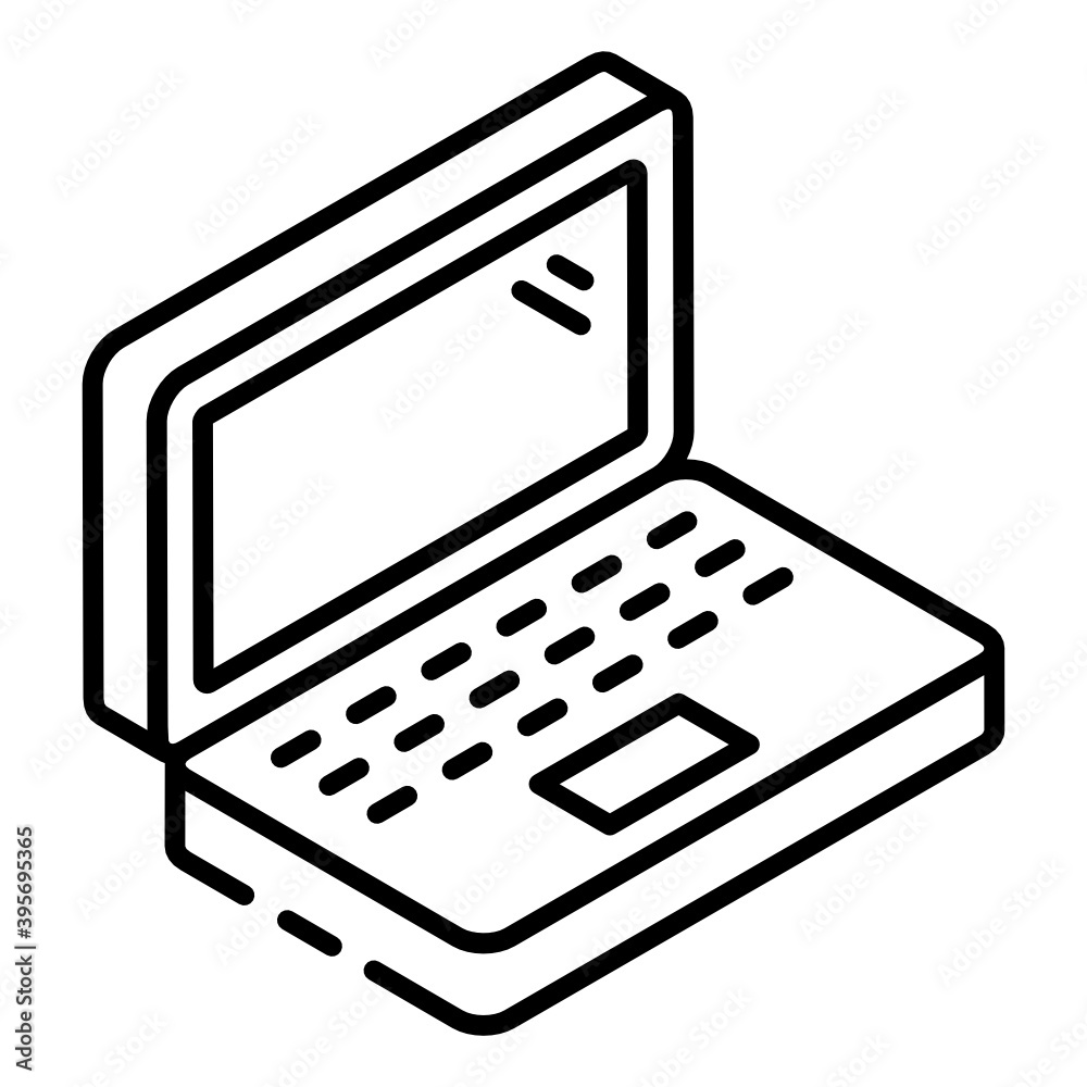 A notebook computer, laptop in glyph isometric style
A notebook computer, laptop in glyph isometric style