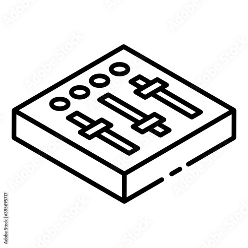 
Music daw interface, glyph isometric icon of mixer 
