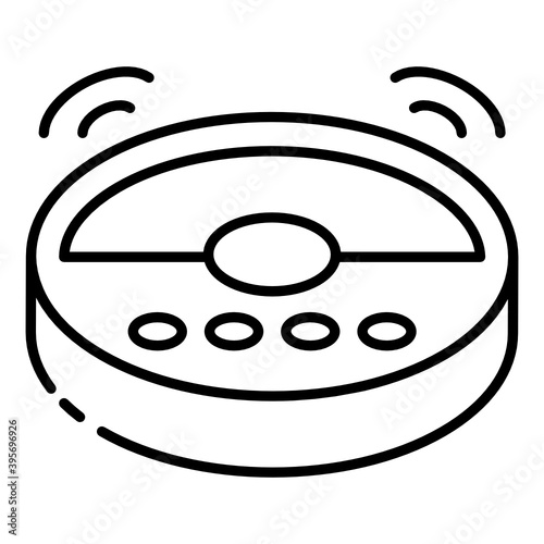 
Carpet or drapers cleaning electric device, glyph isometric of smart vacuum 

