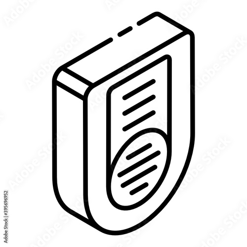 
Home device, glyph isometric icon of electric doorbell 
