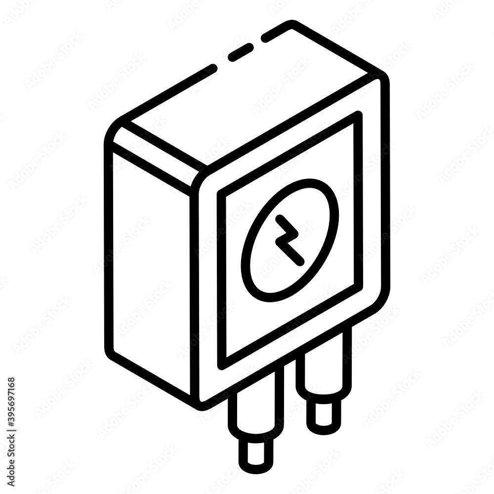 A glyph isometric design of electric connector, plug icon
A glyph isometric design of electric connector, plug icon