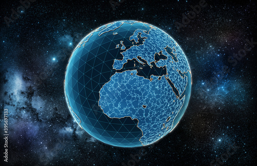 Fototapeta Naklejka Na Ścianę i Meble -  Futuristic planet in the space 3D Illustration