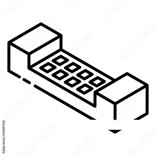
interphone system, glyph isometric icon of intercom 
