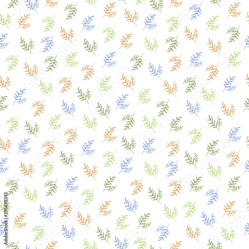 Abstract seamless pattern with tropical leaves. Hand draw texture. Vector template.