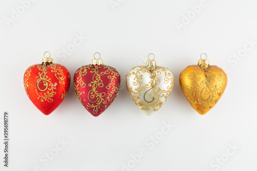 set of toy hearts for the Christmas tree on the background © dyachenkopro